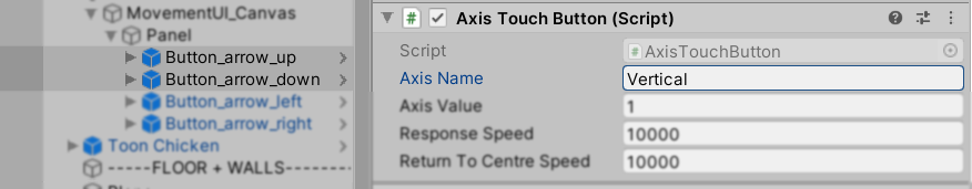 A picture showing the Axis Name variable for up and down buttons.