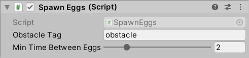 Spwan System Tutorial: A picture showing the obstacle tag variable in the script.