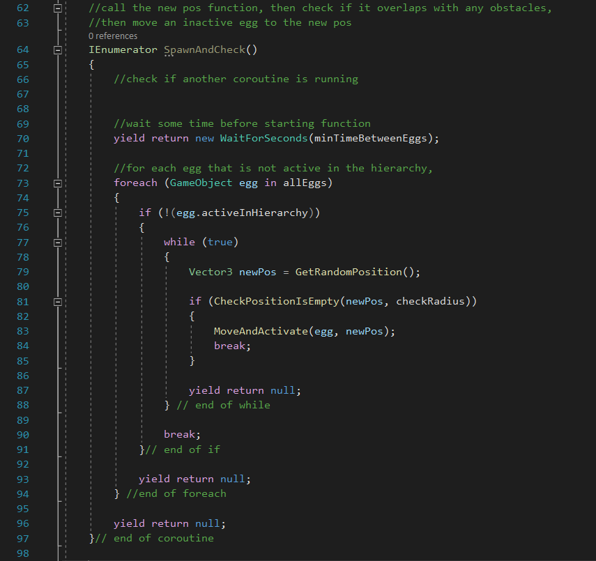 Spwan System Tutorial: A picture showing the script to add in the coroutine.