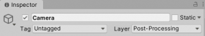 A picture showing the camera in the scene under the Post-Processing layer.