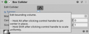 A picture showing the button to click to edit the collider of the object.