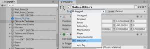 A picture showing how to assign the tag name to the game object,