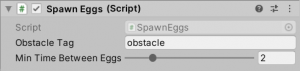A picture showing the slider for the minTimeBetweenEggs variable.