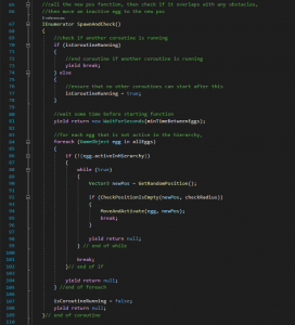 A picture showing the script to write in the coroutine.